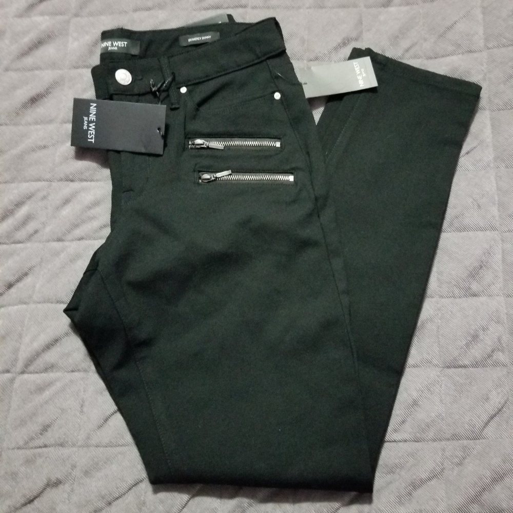 Nine West black pants with zipper detail